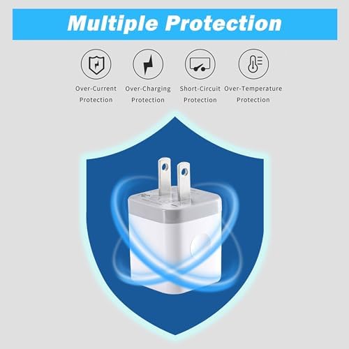 Fast Charging Dual Port USB Wall Charger 4-Pack – 2.1 A Power Adapter for i Phone 14, Samsung, Android Devices – Compact & Reliable Charging Block for Home and Travel – Enhanced Compatibility for Busy Lifestyles