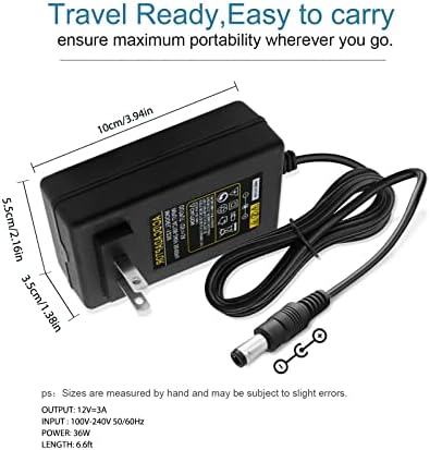 12 V 3 A Universal Power Adapter for Bluetooth and PC Speakers – Compatible with DOSS Sound Box XL, Braven BRV Series & Bose Companion II/III – Reliable Charger Cord for Optimal Sound Performance and Durability