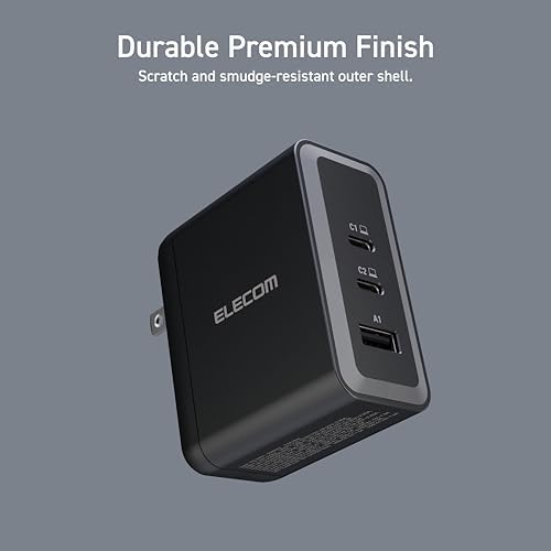 Ultra-Fast ELECOM 150 W USB-C Wall Charger Block – Compact Multi-Port Ga N II Adapter for Rapid Charging of Laptops, Tablets, i Phones & More – Enhanced Safety Features for All Devices – Perfect for On-the-Go Charging Solutions