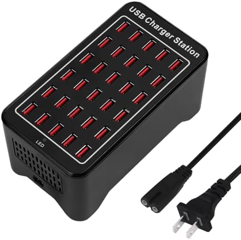 Ultimate 24-Port USB Charging Station Block: 100 W Smart Fast Charger for Multi-Device Powering – Versatile USB A & C Compatibility for i Phone, i Pad, Samsung, and Laptops – Efficient Desktop Solution for Shared Spaces and Home Use
