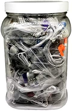 Bulk 50-Pack Colorful Earbuds Headphones in Storage Tub – Compatible with i Phone and Android – Quick Connection for Events and Schools – Durable, Lightweight Design for Everyday Use
