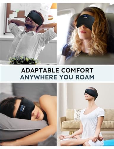 Ultimate Bluetooth Sleep Mask with High-Definition Sound: Perfect for Side Sleepers Seeking Unmatched Comfort and Entertainment – Experience Enhanced Connectivity, Crisp Audio, and Stylish Relaxation for Restful Nights and Mindful Moments – Ideal Gift for Music Lovers and Meditative Souls