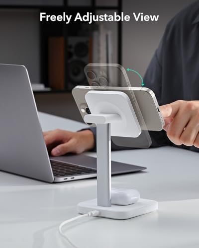 Ultimate ESR 2-in-1 Mag Safe Charging Station for Apple Devices – Fast Wireless Charger Stand for i Phone 16/15/14/13/12, Apple Watch, & Air Pods – Sleek Black Design for Dual Device Convenience and Enhanced Speed