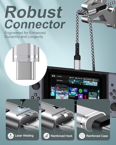 Ultimate 45 W USB-C Wall Charger with 6 FT Braided Cable: Fast Charging for Steam Deck, Nintendo Switch, i Phone 16 & More – Compact, Durable, and Versatile Power Solution for Gamers and On-the-Go Users
