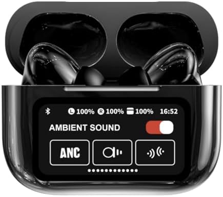 A9 Pro Black Wireless Bluetooth Earphones – Cutting-Edge Touch Screen Noise Cancelling Sports Earbuds with IPX4 Waterproof Protection, Advanced 5.4 Bluetooth Connectivity, and Ergonomic Comfort for Unmatched Audio Performance During Workouts and Daily Activities