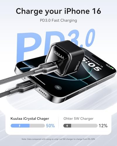 Kuulaa 35 W Ga N USB C Charger Block – Ultra-Compact Fast Charging Adapter for i Phone 16/15/14/13 & Galaxy S25/S24/S23 – Advanced PPS Technology for Customized Power Delivery – Perfect for Travel and Daily Use with Enhanced Safety Features