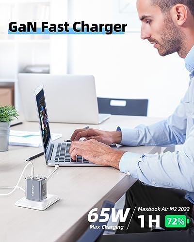 ACEFAST PD65 65 W 3-Port USB C Fast Charging Power Adapter – Sleek Pink Foldable Charger for i Phone, i Pad & Laptops – Efficient Multi-Device Rapid Charging Solution for Tech Enthusiasts – Compact and Portable Design for On-the-Go Power Needs