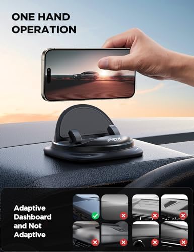 JOYROOM 360° Rotatable Car Phone Holder – Adjustable Dashboard Mount for Seamless One-Hand Operation – Universal Fit for 4-7″ Smartphones including i Phone 16 Pro & Samsung S25 – Optimal Viewing & Enhanced Safety Driving Experience