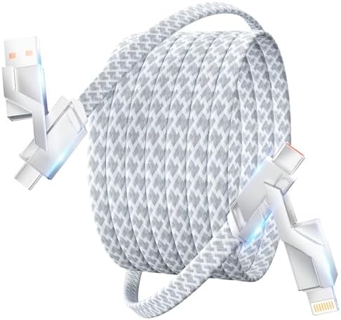 Ultimate 4-in-1 Fast Charging Cable – 65 W Multi-Device Charger with E-Mark Chip for i Phone 16/15/14/13, i Pad, and Laptops – High-Speed USB-C/Lightning Connectivity for Enhanced Performance and Versatility