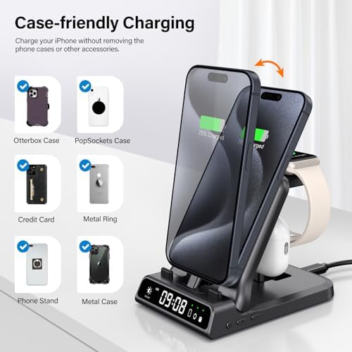 Swan Scout 701 A 3-in-1 Fast Charging Dock: 25 W Multi-Device Power Hub for i Phone 14 Pro Max/13/12/11/X/8 Plus, Apple Watch Series 9/8/7/6 & Air Pods – Stylish, Efficient Charging Station for Home & Office Organization