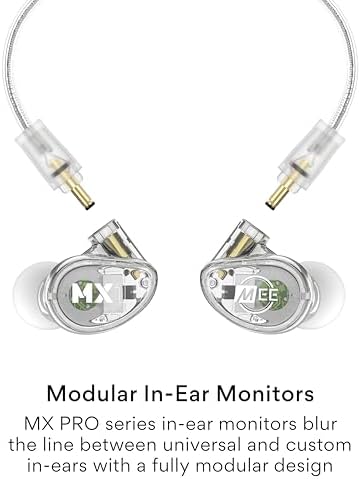 MEE audio MX1 PRO Dynamic Driver In-Ear Monitor Headphones – Professional Quality Sound Isolation Earbuds with Memory Wire Comfort, Detachable Cables, and Transparent Design for Musicians and Audiophiles – Exceptional Audio Clarity for Live Performances and Studio Sessions