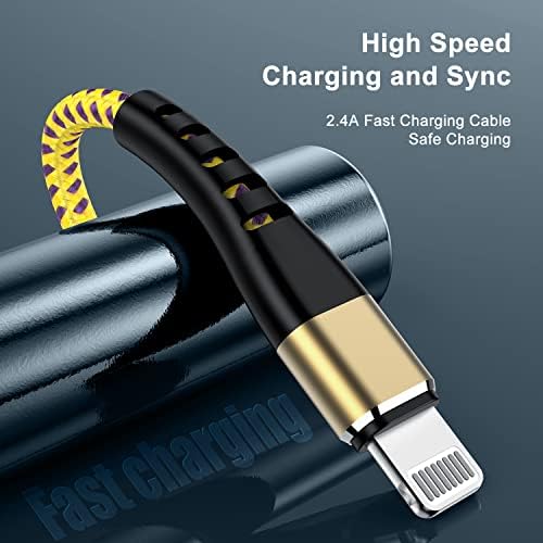 Essri 10 FT Nylon Braided i Phone Charger Cord 2-Pack – Fast Charging Lightning Cable for i Phone 14, 13, 12, 11, X, XS, XR, and 15 – Durable Blue 10 Foot Charging Solution for Ultimate Convenience and Style