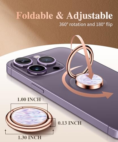 GVIEWIN Stylish Marble Phone Ring Holder with 360° Rotation for Ultimate Grip and Kickstand Functionality – Compatible with i Phone 16 Pro Max, 15 Plus, 14, 13, 12 Series & Galaxy S25/S24 Ultra – Elegant Flowing Sakura Design for Enhanced Safety and Usability