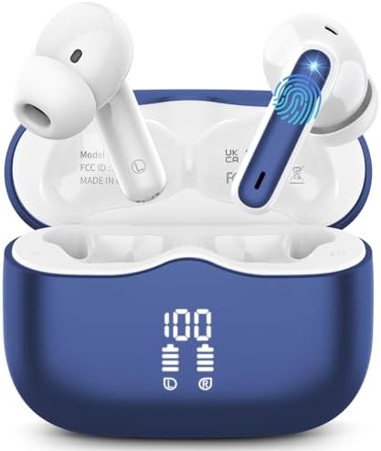 Premium Bluetooth 5.3 Wireless Earbuds with Deep Bass and 40-Hour Playtime – IP7 Waterproof In-Ear Headphones Featuring 4 HD Microphones for Crystal-Clear Calls and Ergonomic Comfort – Ideal for Android & i OS Users in Vibrant Green
