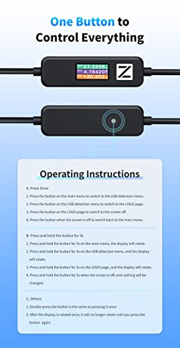 Power-Z AK001 240 W USB PD Charging Test Cable with Color Display – Versatile 5 FT USB-C Tester for Optimal Performance and Compatibility Across All Devices