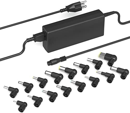 Universal 90 W Laptop Charger AC Adapter – Versatile Power Supply for Dell, HP, Lenovo, Toshiba, Acer, Asus, and Sony – 16 Compatible Tips for Maximum Flexibility – Plug-and-Play Design with Automatic Voltage Adjustment – Safe for Various Models with DC Output of 15 V to 20 V – Ideal for Chromebooks and Ultrabooks – Not Compatible with Samsung or Type-C Devices – 12-Month Warranty and 30-Day Satisfaction Guarantee – Streamlined Charging Solution for Everyday Use