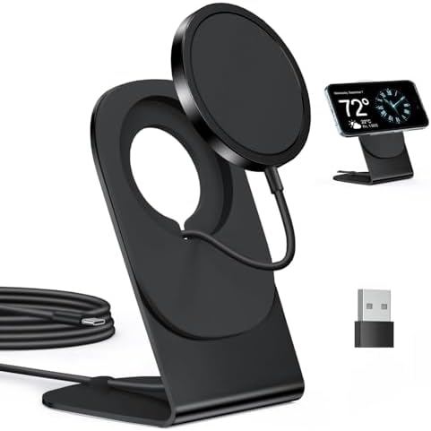 Magnetic Wireless Charger for i Phone 15/14/13/12 Series – Versatile Mag Safe Charging Stand with Dual Ports & 5 ft Cable for i Phone and Air Pods 2/3/Pro (Adapter Not Included) – Enhanced Speed & Seamless Compatibility for Effortless Power Solutions