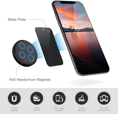 Mini Magnetic Car Dashboard Mount Mobile Phone Holder with Metal Body (Made in India) (Silver) – Enhanced Compatibility and Speed
