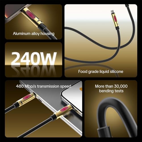Revolutionize Your Charging Routine with the 240 W USB-C to USB-C Cable – Unmatched 480 Mbps Data Transfer, Universal Compatibility for i Phone 16/15 Pro Max, Galaxy S25/S24, & More – 6 FT of Enhanced Flexibility for Fast Charging & Reliable Performance