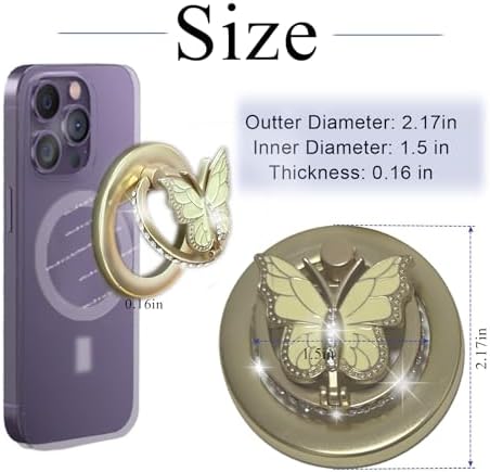 Sleek Gold Magnetic Phone Ring Holder for Mag Safe – Versatile Adjustable Kickstand & Enhanced Grip for Ultimate Hands-Free Experience – Essential Accessory for i Phone Users