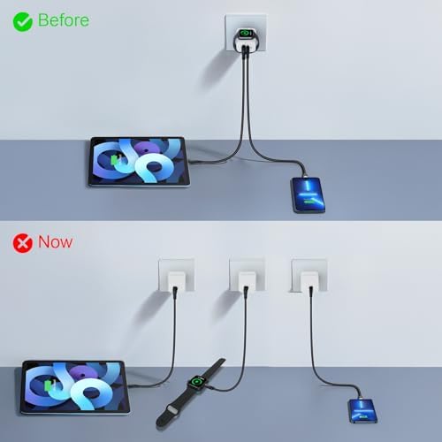 Ultimate 3-in-1 USB C Fast Charging Station for Apple Watch & i Phone – MFi Certified 23 W Dual Port Magnetic Wireless Charger for Series 1-10 & Ultra – Compact Travel Essential for Efficient Device Power and Seamless Organization