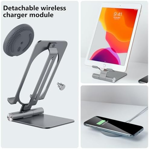 Nillkin Adjustable Metal Wireless Charging Stand – Fast Charge for i Phone 16 15 14 13 12 & Samsung Galaxy S25 S24 S23 S22 S21 Ultra/Plus – Versatile Space Grey Design for Enhanced Functionality and Safety