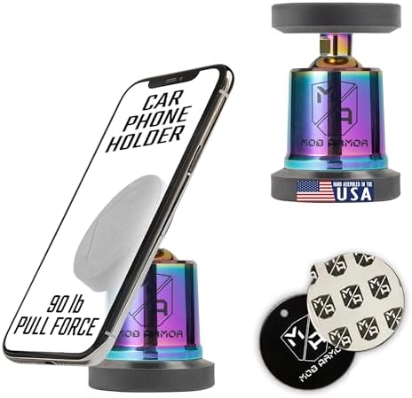 Mob Armor Mob Netic Maxx – Premium USA-Made Magnetic Phone Holder for Cars, Versatile 360° Rotation & 90° Tilt, Durable Aluminum Design, Perfect for i Phone & Android Devices – Enhance Your Driving Safety and Convenience