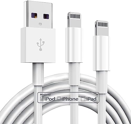 Dual Pack 6 Ft Apple MFi Certified Lightning to USB Charging Cables – Fast 2.4 A Power for i Phone 14/13/12/11/X/XS/XR/8/7/6/SE Plus Pro Max Mini – Durable and Flexible Design for Home, Office, and Travel Use – Enhanced Compatibility and Speed for Seamless Charging Experience
