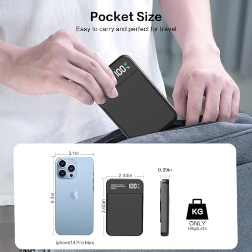 Ultra-Fast 10,000 m Ah Magnetic Power Bank with PD22.5 W Technology – Wireless Charger for i Phone 15/14/13 & Apple Watch Ultra – Ultimate Portable Battery Pack for On-the-Go Charging, Sleek Design & Enhanced Compatibility