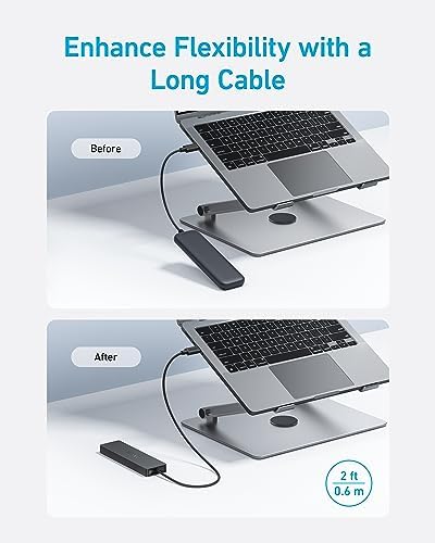Anker Ultra-Slim 4-Port USB 3.0 Hub – Lightning-Fast 5 Gbps Data Transfer for Mac Book, i Mac, and Surface – Compact 0.7 ft Design for On-The-Go Professionals – Enhance Your Workspace with Effortless Connectivity and Seamless Device Integration