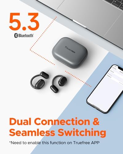 Experience Limitless Sound with truefree O1 Open Ear Headphones – Bluetooth 5.3 Wireless Earbuds Featuring 16.2 mm Drivers for Immersive Stereo, Noise-Cancellation Mic for Crystal-Clear Calls, 45 Hours Playtime, Perfect for Active Lifestyles and Sports Enthusiasts