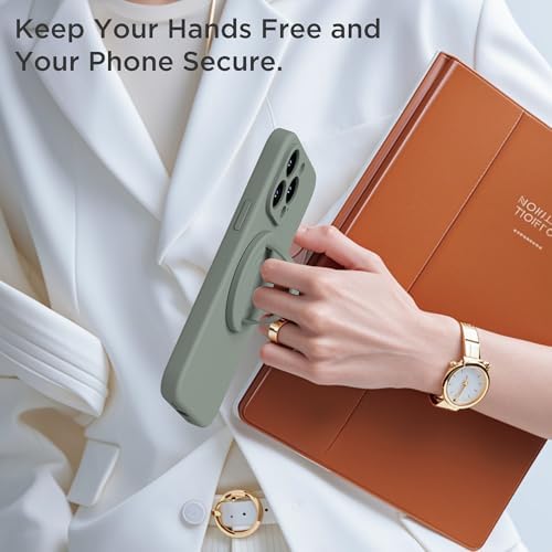 Upgraded Magnetic Phone Grip for i Phone: Premium Silicone Loop Holder with Mag Safe Compatibility – Ergonomic 360-Degree Stand, Non-Slip Design in Sleek Black for Enhanced Comfort and Secure Handling on i Phone 16/15/14/13/12 Pro Max/Plus