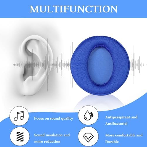 Transform Your Sony Headphones with Premium Sweatproof Earpads – Quick Fit Replacement Cushions Featuring Breathable Mesh & Advanced Isolation Foam for Ultimate Comfort and Sound Quality in Gaming & Music (Stylish Blue)