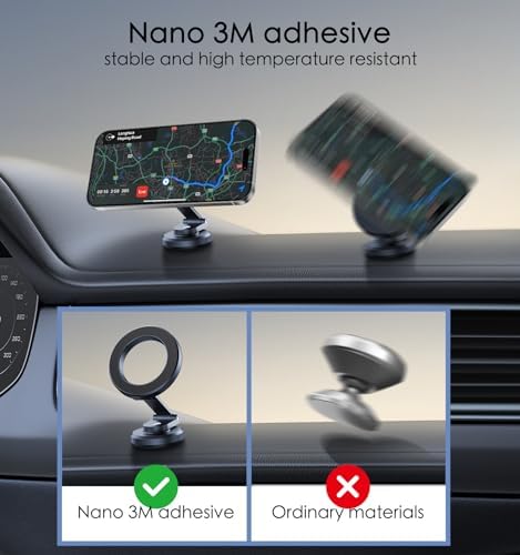 Magnetic Dashboard Phone Holder for Cars – Versatile Rotatable Mount for i Phone 15, 14, 13, 12 Pro Max Plus Mini & All Smartphones – Superior Stability for Hands-Free Navigation and Quick Access