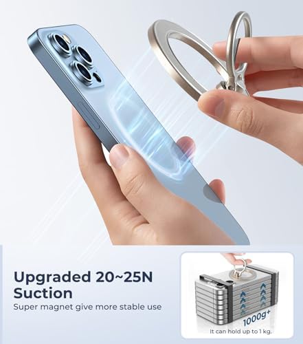 Chic Glitter Magnetic Phone Ring Holder for Mag Safe – Stylish Finger Grip Stand for i Phone, Kindle & Smartphones, Enhanced Stability with Versatile Compatibility for Pop Sockets – Elevate Your Daily Mobile Experience with Glamour and Functionality