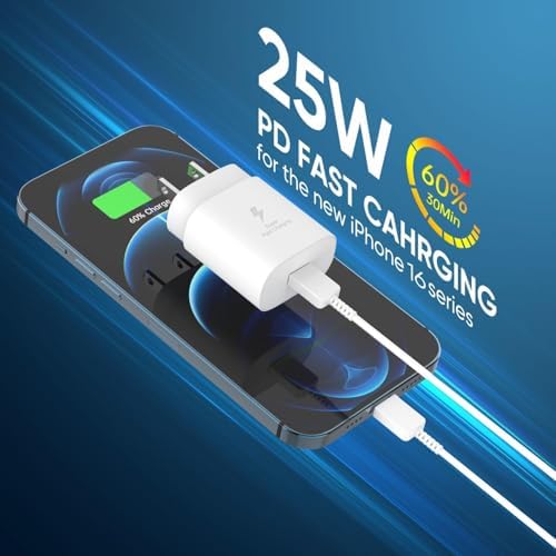 Rapid 25 W USB-C Wall Charger for Samsung Galaxy Devices – High-Speed Type-C Power Adapter with 6.6 ft Extended Charging Cable for Ultimate Flexibility and Device Compatibility – Ideal for S24 Series, S23 Ultra, S22, S21, S20, and Note Lineup