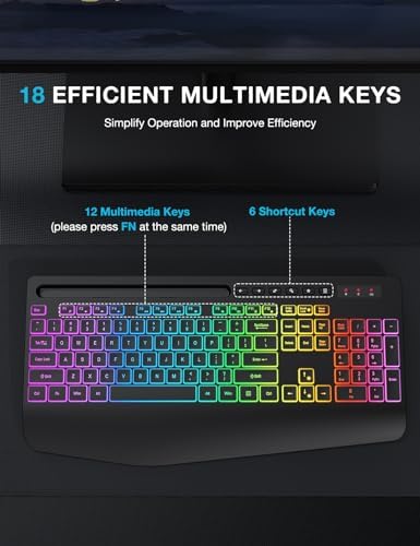 SABLUTE Ergonomic Large Print Wired Keyboard with Wrist Rest & Phone Holder – Perfect for Enhanced Visibility and Comfort in Windows, Desktop & Laptop Use – Eye-Catching Yellow Design for Effortless Typing Experience