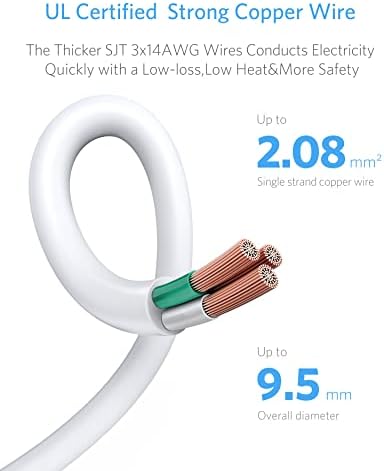 BESTEK Travel Power Strip – 6-Foot Extension Cord with 4 USB Ports & 6 Outlets, Surge Protector for Dorms, Bedside & Cruise Ships, 13 A 125 V, 220 Joules, Enhanced Charging Hub for All Devices, White