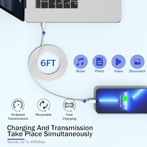 Rapid Charge 3-Pack USB C i Phone Charger Block Set – MFi Certified Lightning Cable for i Phone 14 Pro Max/14 Plus/13/12/11/XS/XR/X/8/7/SE – Compact Fast Charging Solutions for Effortless Device Power-Up and Portability