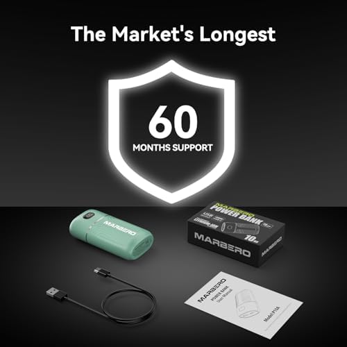 MARBERO Ultra-Lightweight 10,000 m Ah Fast Charging Power Bank – Compact USB-C Charger with 18 W Output for i Phone, i Pad, Samsung Galaxy & Google Devices – Essential Travel Companion with Advanced Safety Features for On-the-Go Power Management