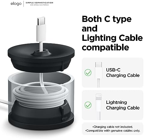 elago D Stand Premium Aluminum Charging Dock for Apple Devices – Sleek Charging Station for i Phone and Apple TV Remote – Lightweight and Portable Cable Management Solution for Home and Office – Enhanced Compatibility & Speed