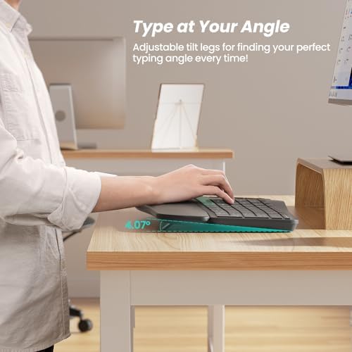 Nulea RT05 B Bluetooth Ergonomic Split Keyboard – Rechargeable Wireless USB-C Design with Cushioned Wrist Rest for Ultimate Comfort, Compatible with Windows & Mac (F-Yellow) – Enhance Your Typing Experience and Boost Productivity