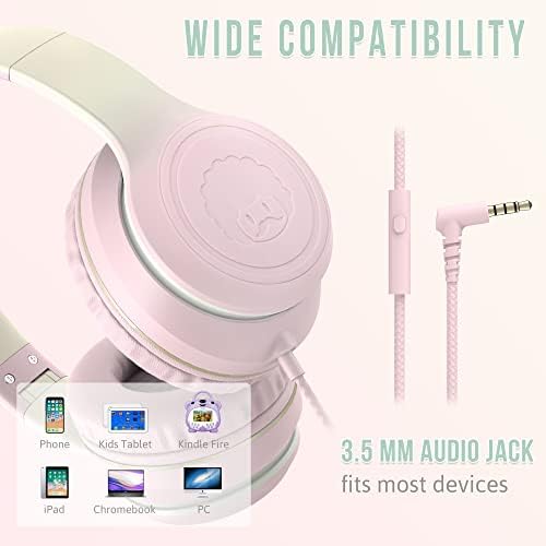 Rockpapa L22 Purple Over-Ear Headphones for Kids & Women – Lightweight, Foldable, and Durable Wired Design with Built-In Microphone for Clear Hands-Free Communication, Perfect for School, Travel, and Daily Use – High-Quality Stereo Sound and Tangle-Free Cord for Seamless Audio Enjoyment