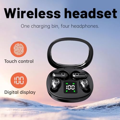 Khaki Bluetooth Earbuds – Ultra-Compact Noise Cancelling Headphones for Unmatched Comfort in Sleep, Sports & Work – Dual Pair Functionality with Invisible Design for Discreet All-Day Wear – Long Battery Life & Instant Bluetooth Connectivity for Seamless Audio Experience
