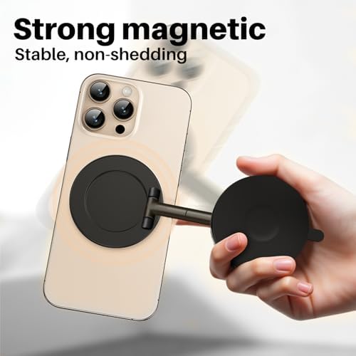 Vacuum Magnetic Phone Holder Stand for Car, Dual 360° Adjustable Suction Cup Phone Mount, Strong Magnetic Suction Phone Holder for Dashboard/Windshield, Compatible with iPhone & Android – Enhanced Compatibility and Speed