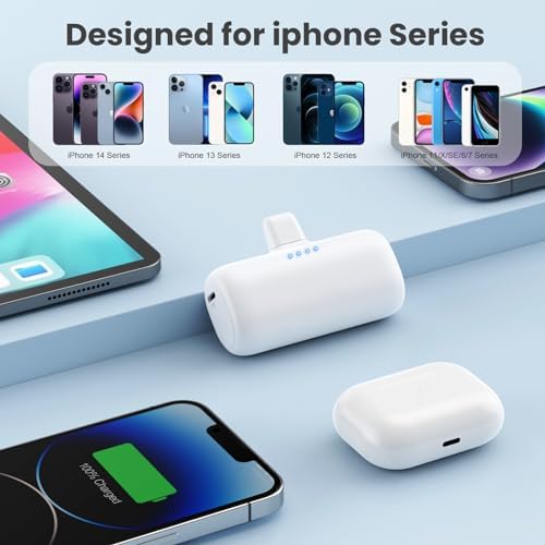Ultra-Compact 2-Pack i Phone Power Bank – 5200 m Ah PD Fast Charging Mini Portable Charger for Travel – Cordless, Lightweight Battery Pack Compatible with i Phone 14/14 Pro/13/12/11/X/8/7/6 Plus – Essential Charging Solution for On-the-Go Lifestyles