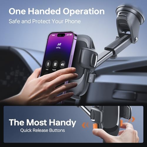 Car Phone Mount – Super Strong Suction Cup Phone Holder for Dashboard/Windshield, 360° Rotating Phone Holders for Your Car, Truck Phone Mount with Quick Release for iPhone 16 Galaxy All Phones-938003 – Enhanced Compatibility and Speed