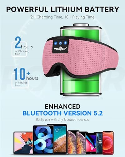 Ultimate Bluetooth Sleep Mask with Built-In Headphones – Perfect for Side Sleepers Seeking Uninterrupted Relaxation – Advanced Wireless Eye Cover for Enhanced Sleep Quality – Soft, Breathable Fabric for All-Night Comfort – Rechargeable Battery for Extended Playback – Ideal Travel Companion for Music Lovers and Restful Sleep