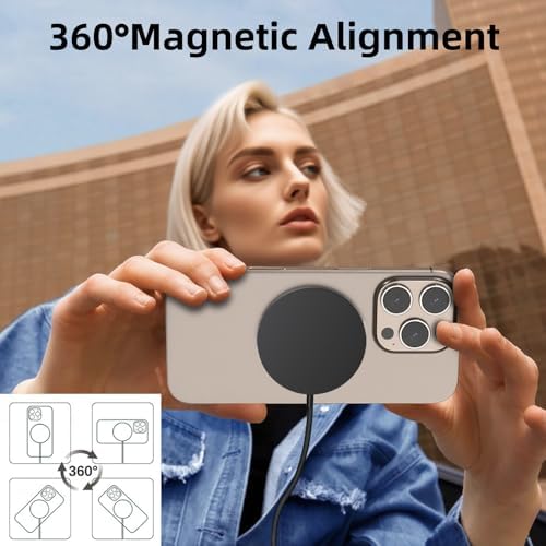 Enhance Your Charging Experience with the Premium 15 W Mag Safe Wireless Charger – LCD Display, Magnetic Fast Charging Pad for i Phone 12-16 Series, Sleek Glass Design, USB-C Port, Perfect for On-the-Go Power Solutions