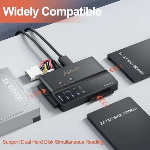 Maximize Your Data Management with the Alxum 3-in-1 USB C to SATA & IDE Adapter – High-Speed 5 Gbps Data Transfer, Effortless Hard Drive Cloning & Dual Drive Support for SATA III & IDE 133 HDD/SSD – Includes 12 V 2 A Power Adapter for Enhanced Performance and Compatibility